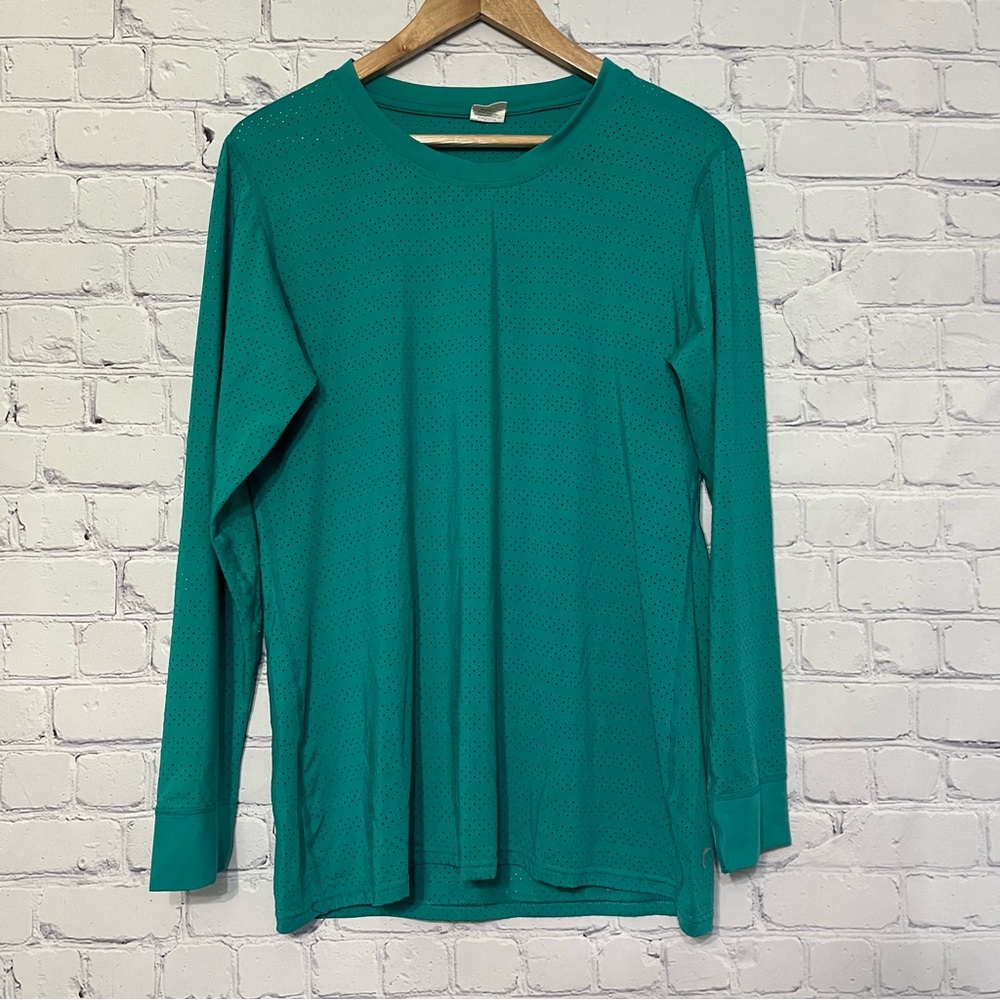 Zyia Long Sleeve Activewear Shirt Women's XL Chill Perforated Teal Gym Workout - Picture 4 of 9